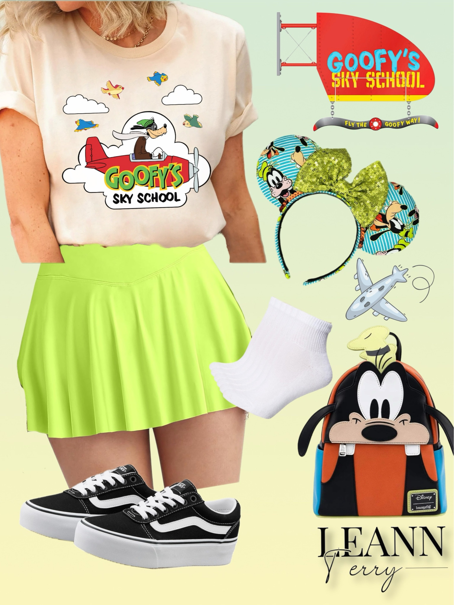 Feeling Goofy and adventurous at Goofy's Sky School! 🎢✨ #GoofySkySchoolStyle #CaliforniaAdventures #DisneyFashion #ThrillRideChic #OOTD