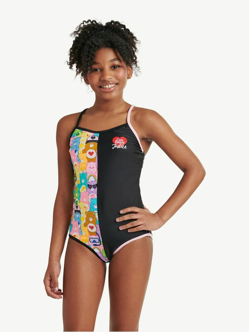Justice Care Bears One Piece Sport Swimsuit, Sizes 5-18 | Walmart (US)