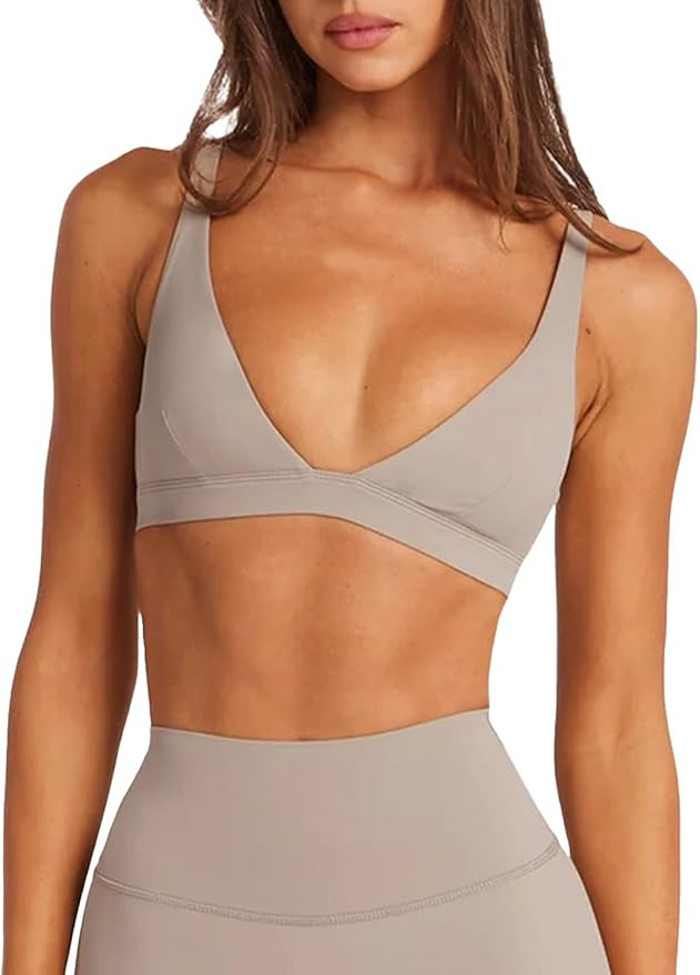 Vita Freedom Contour Crop | Deep V-Neck Sports Bras for Women - U Back Padded Bra Sexy Wireless Y... | Amazon (US)