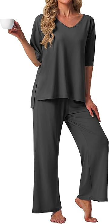 PrinStory Womens Pajama Sets Short Sleeve Pajamas Set 2 Piece Pjs Sets for Women Comfy Loungewear... | Amazon (US)