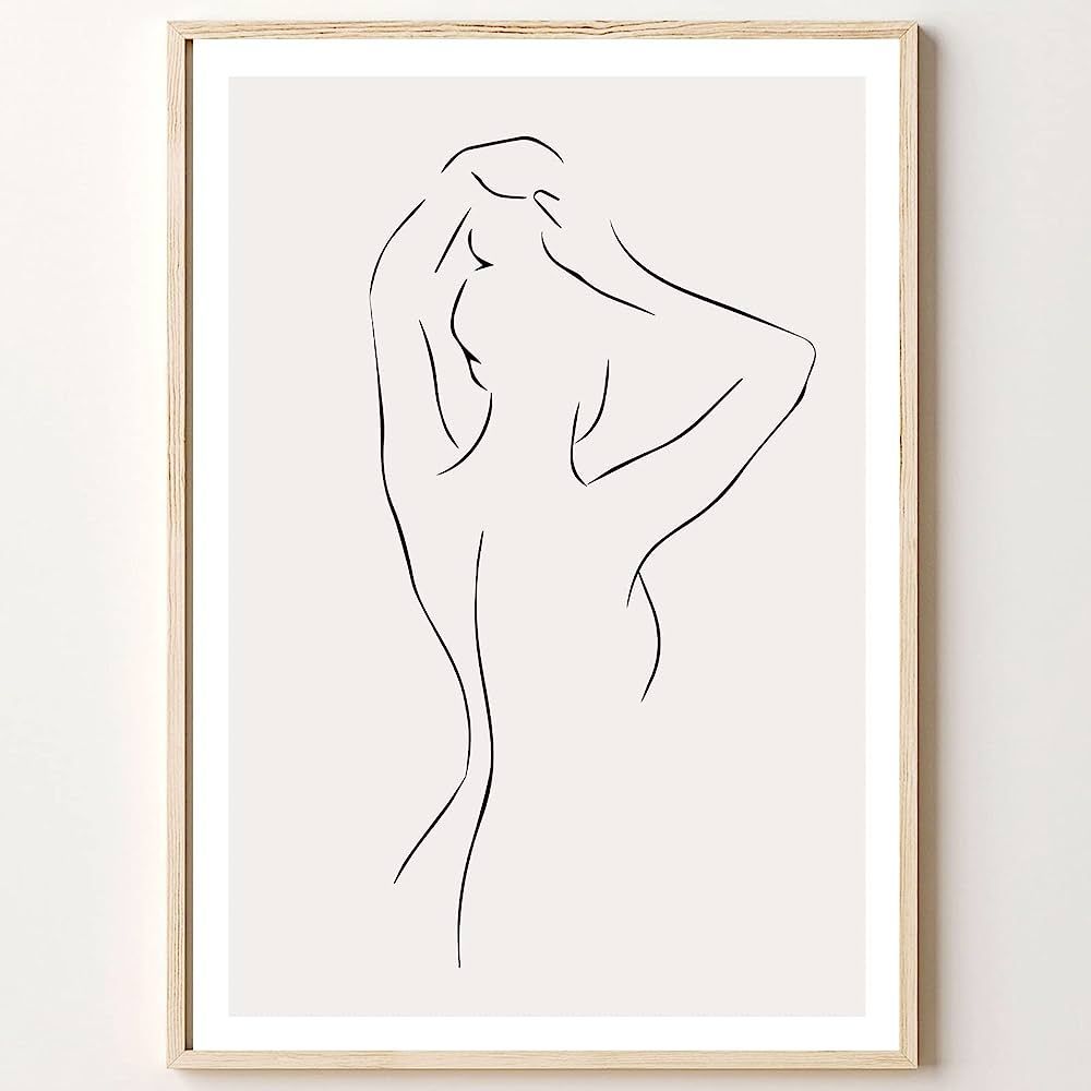 Abstract Line Woman Wall Art Canvas Bathroom Line Art Wall Decor Woman Silhouette Poster Abstract... | Amazon (US)