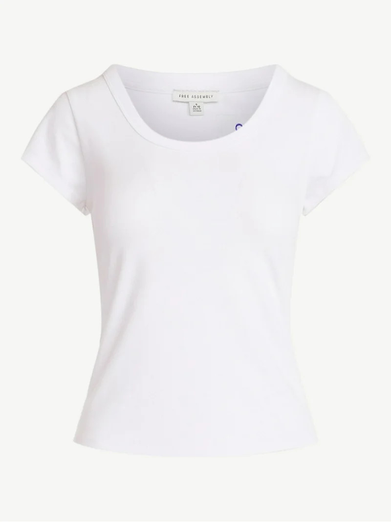 Free Assembly Women's Scoop Neck Tee with Short Sleeves, Sizes XS-XXL | Walmart (US)