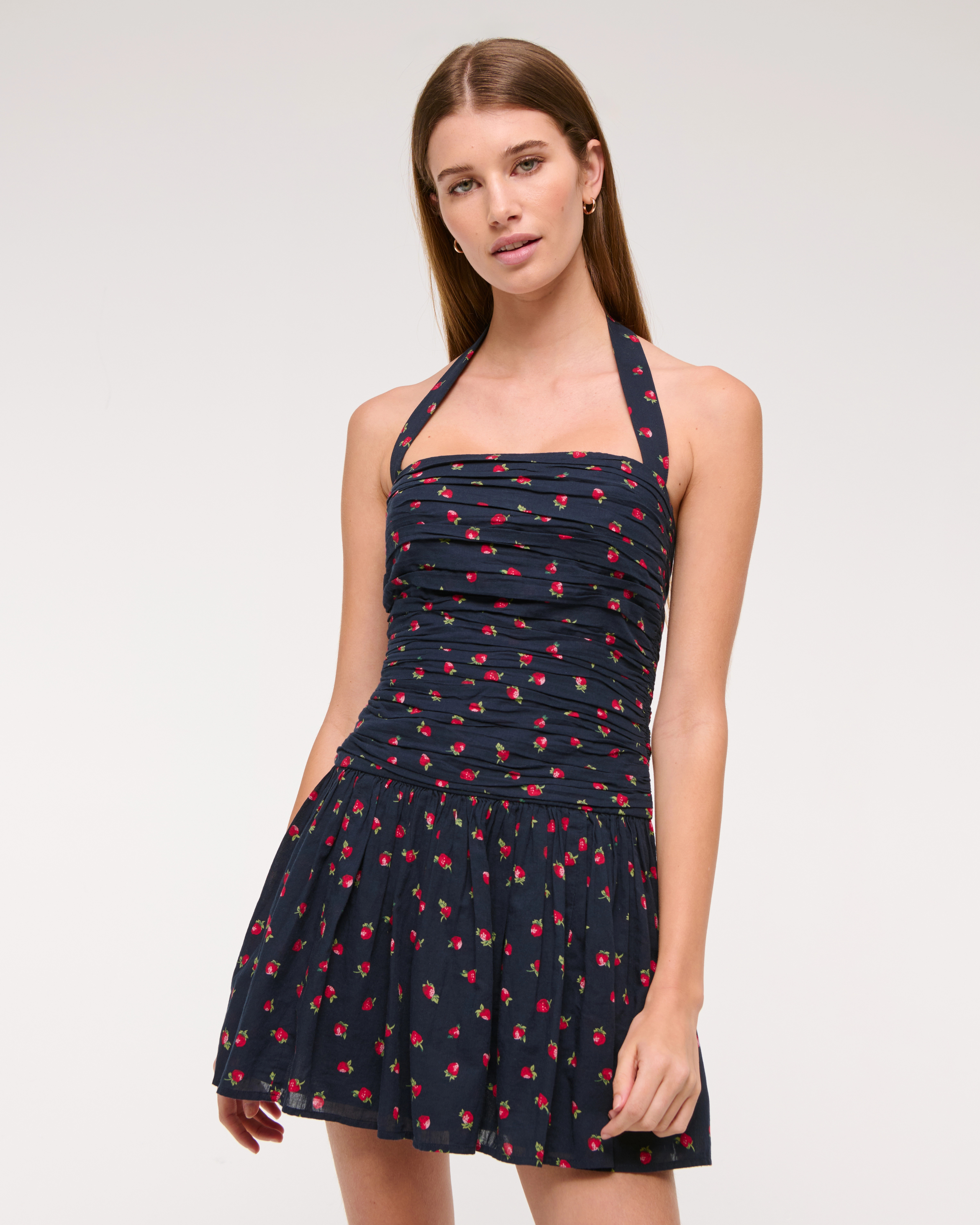 The A&F Emerson Drop-Waist Halter Mini Dress | Abercrombie & Fitch (US)