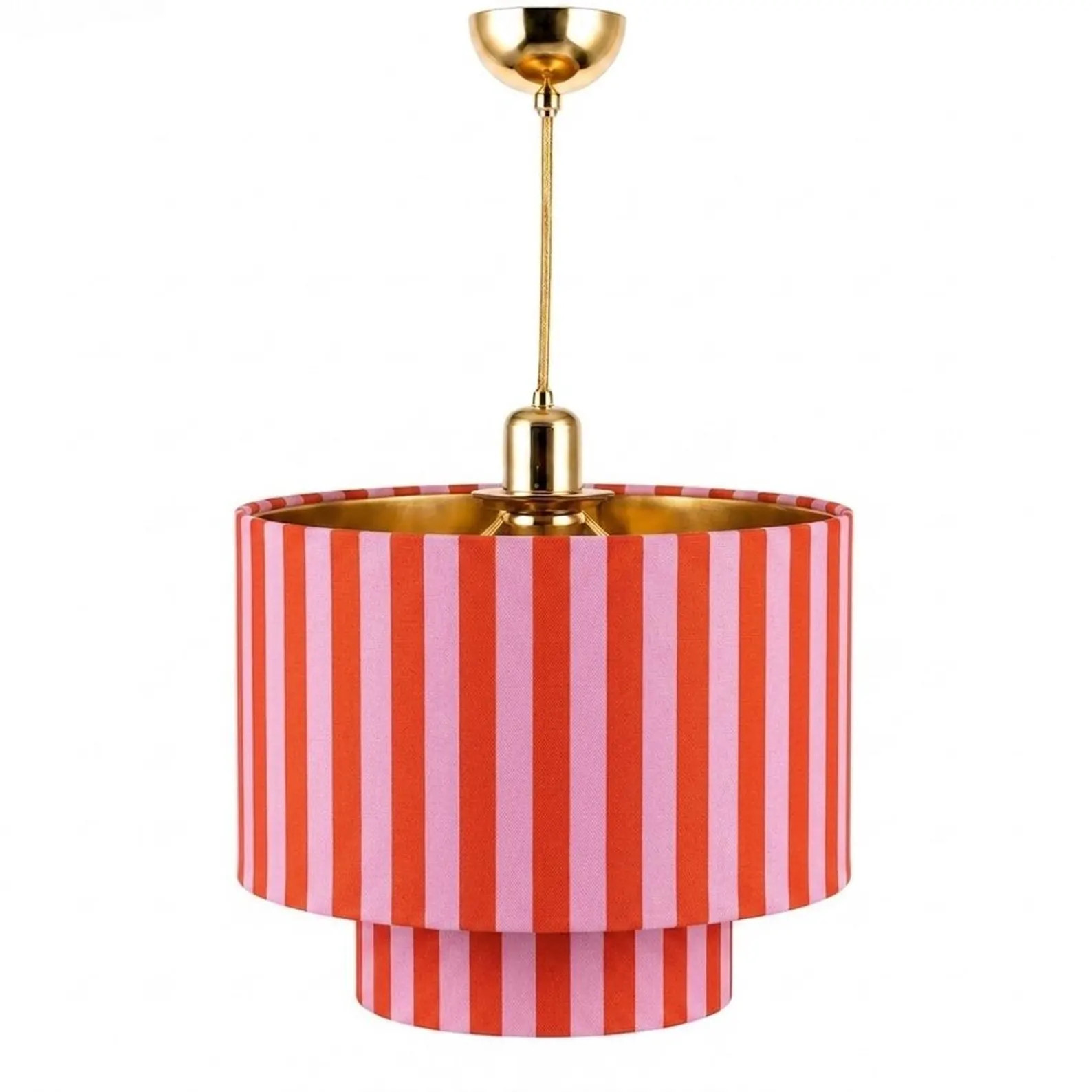 Patterned Fabric Pendant Light, Double Drum, Gold Lined Ceiling Lamp | Etsy (Global)