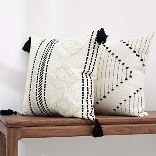 blue page Morocco Boho Decorative Diamond Pillow Covers 20X20 - Set of 2 Comfy Tufted Pillow Case... | Amazon (US)