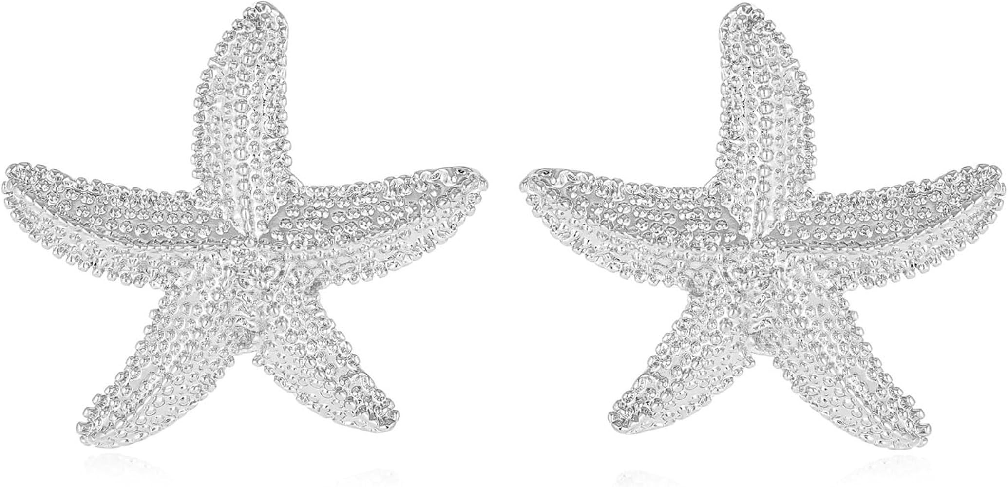 Starfish Shell Stud Earrings for Women Gold Silver Chunky Seashell Drop Dangle Earring Beach Summ... | Amazon (US)