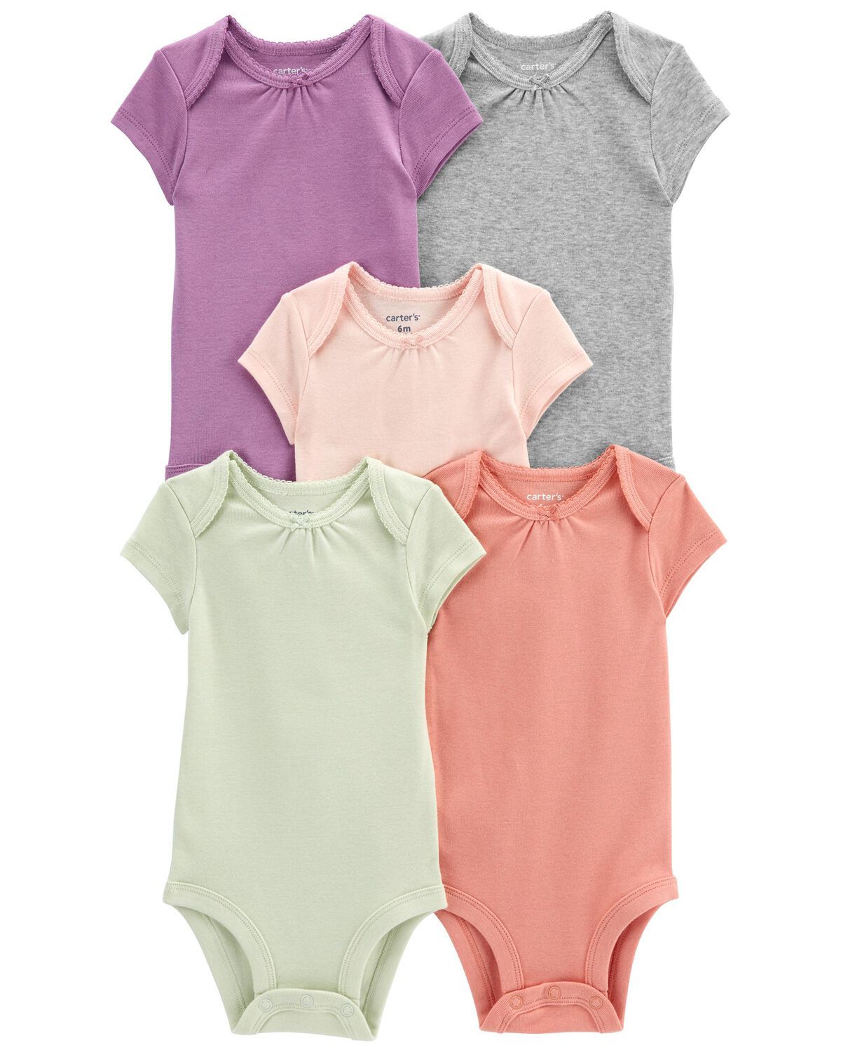 Baby 5-Pack Short-Sleeve Solid Bodysuits | Carter's