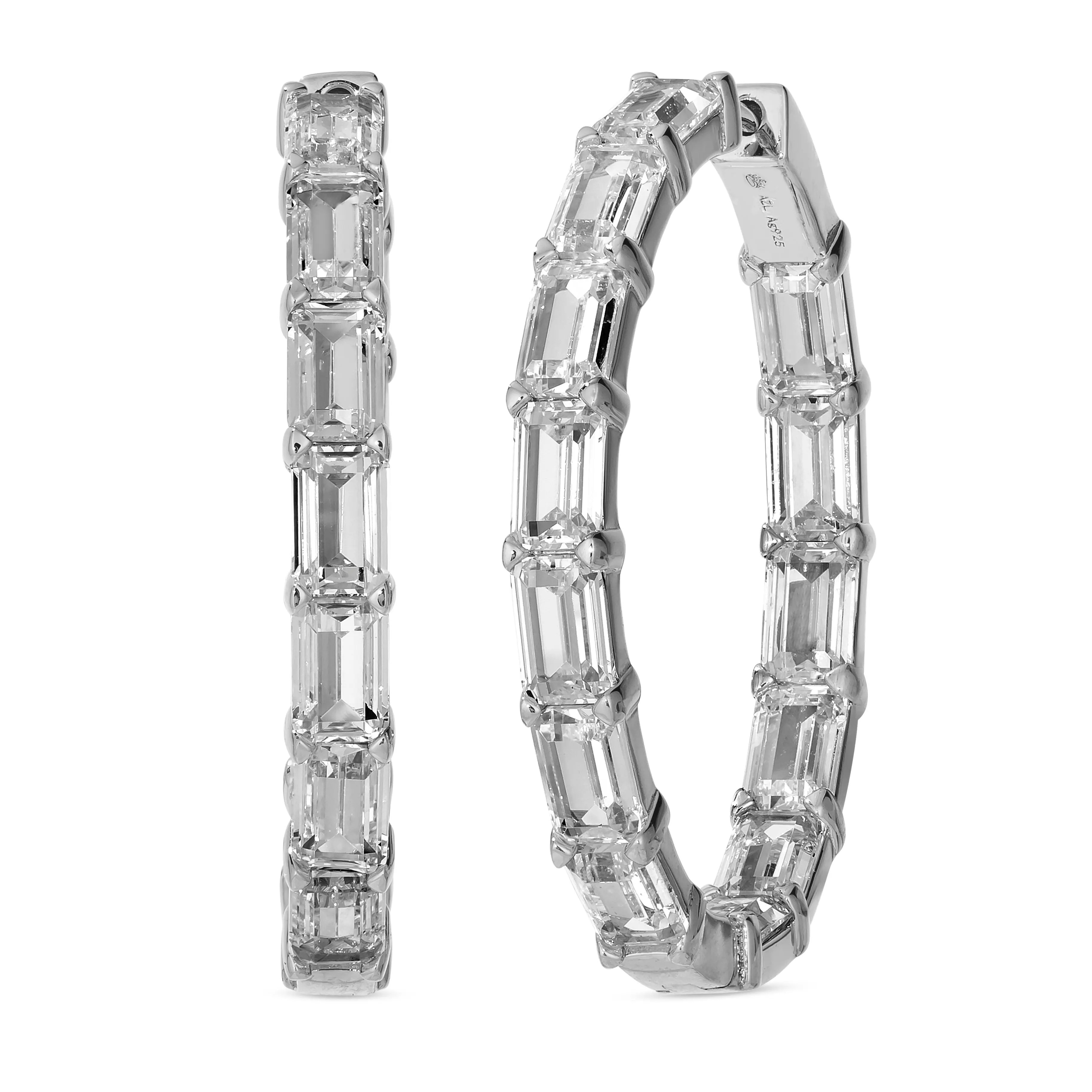 Brickell Oval Baguette Hoops | Anna Zuckerman