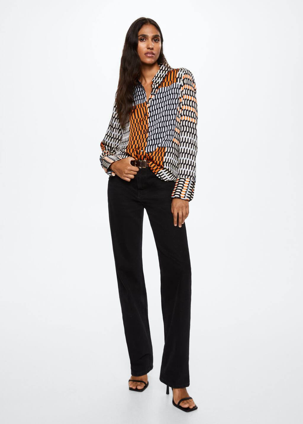 Geometric-print blouse -  Women | Mango USA | MANGO (US)
