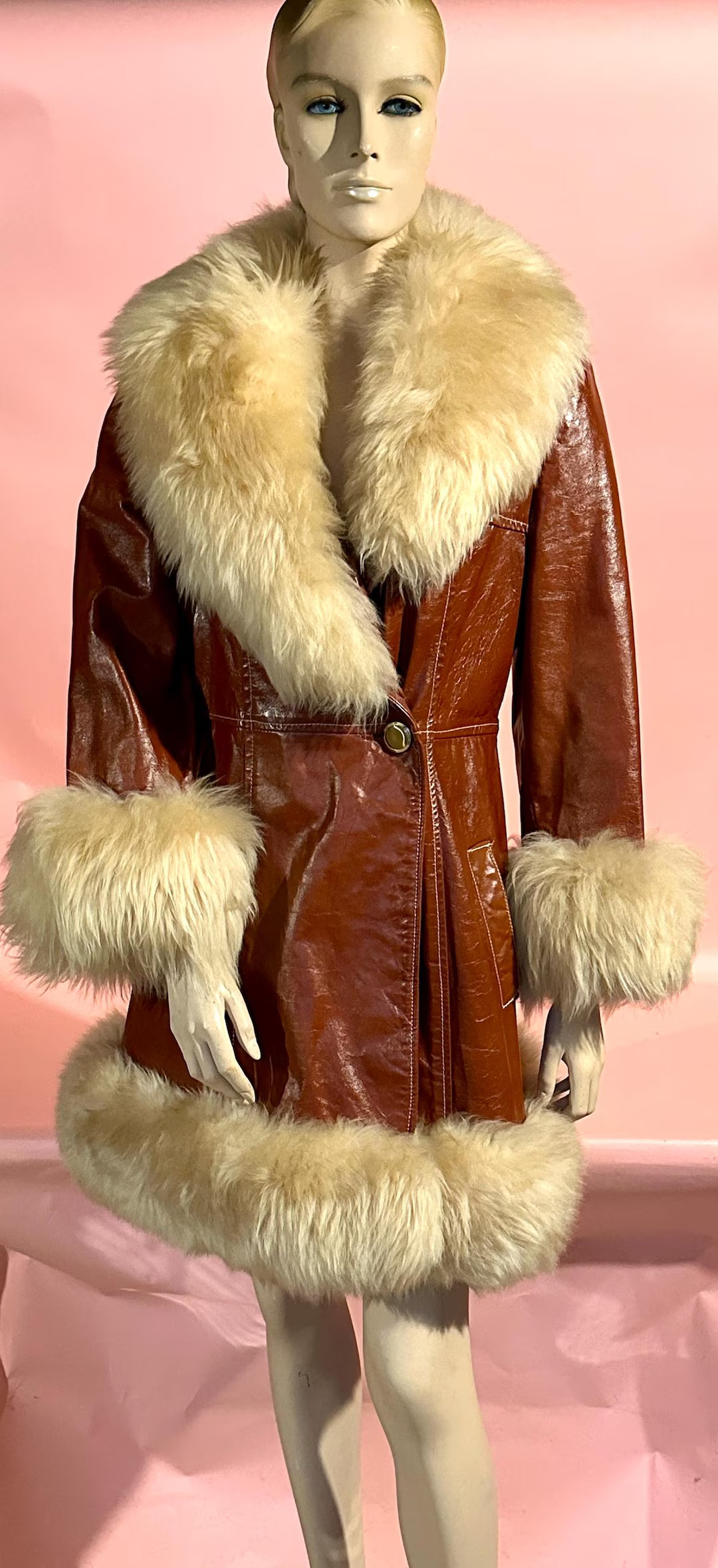 Amazing & GORGEOUS Vintage 1960’s PENNY LANE Women’s Rust Leather Coat w/Shearling Fur Trim o... | Etsy (US)