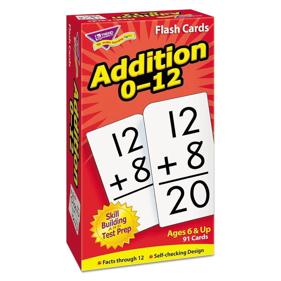 Trend Enterprises: Math Skill Drill Flash Cards, Addition 0-12, Self-Checking Cards to Practice a... | Amazon (US)