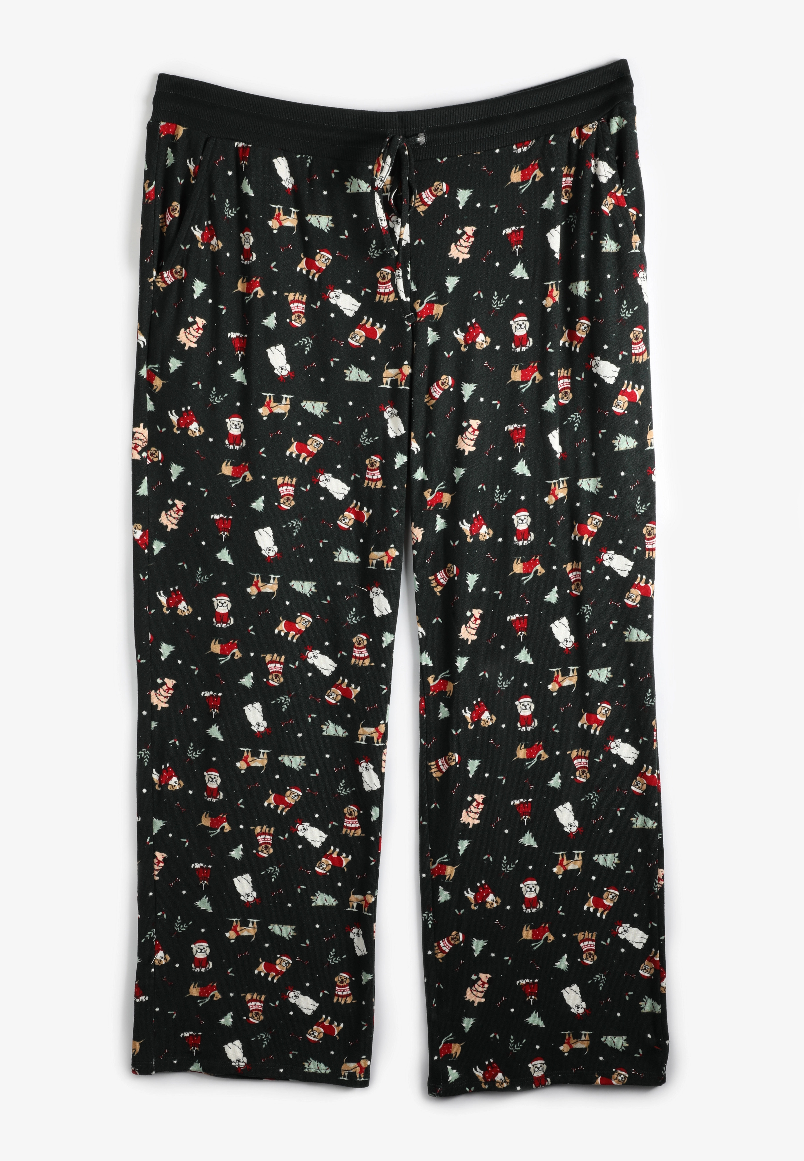 Maurices Plus Size Women's Hacci Holiday Wide Leg Pajama Pants Green Size 3X | Maurices