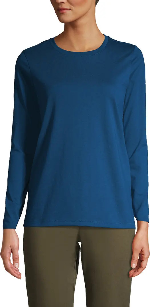 Lands' End Relaxed Supima Cotton Long Sleeve Crew Neck T-Shirt | Nordstrom | Nordstrom