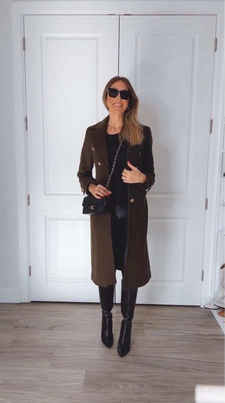 Gorgeous military green trench coat 
Fits true to size 
I’m wearing a size small 
Beautiful leather boots
Also fits true to size 

#LTKstyletip #LTKshoecrush #LTKitbag