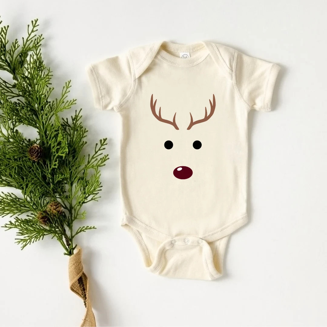 Reindeer Baby Bodysuit / Reindeer Kid Tee / Christmas Baby Tee - Etsy | Etsy (US)