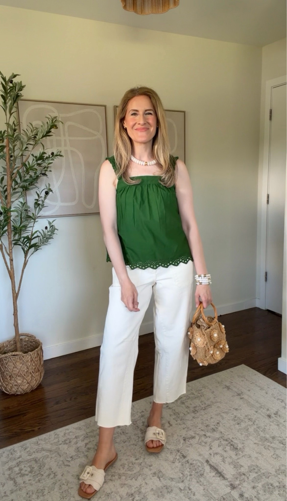 Cotton top at Walmart with embroidery detailing, fit is tts, I’m a small. #walmartfashion

#LTKOver40