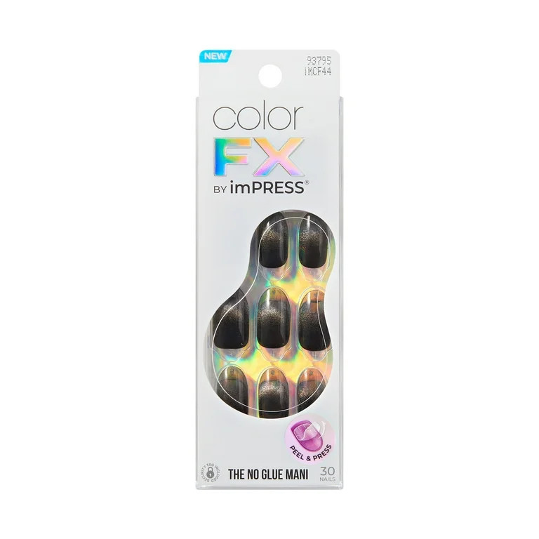 Kiss imPRESS Color Fx Press on Nails, Best Wishes, Black, Medium Oval, 30 Count | Walmart (US)