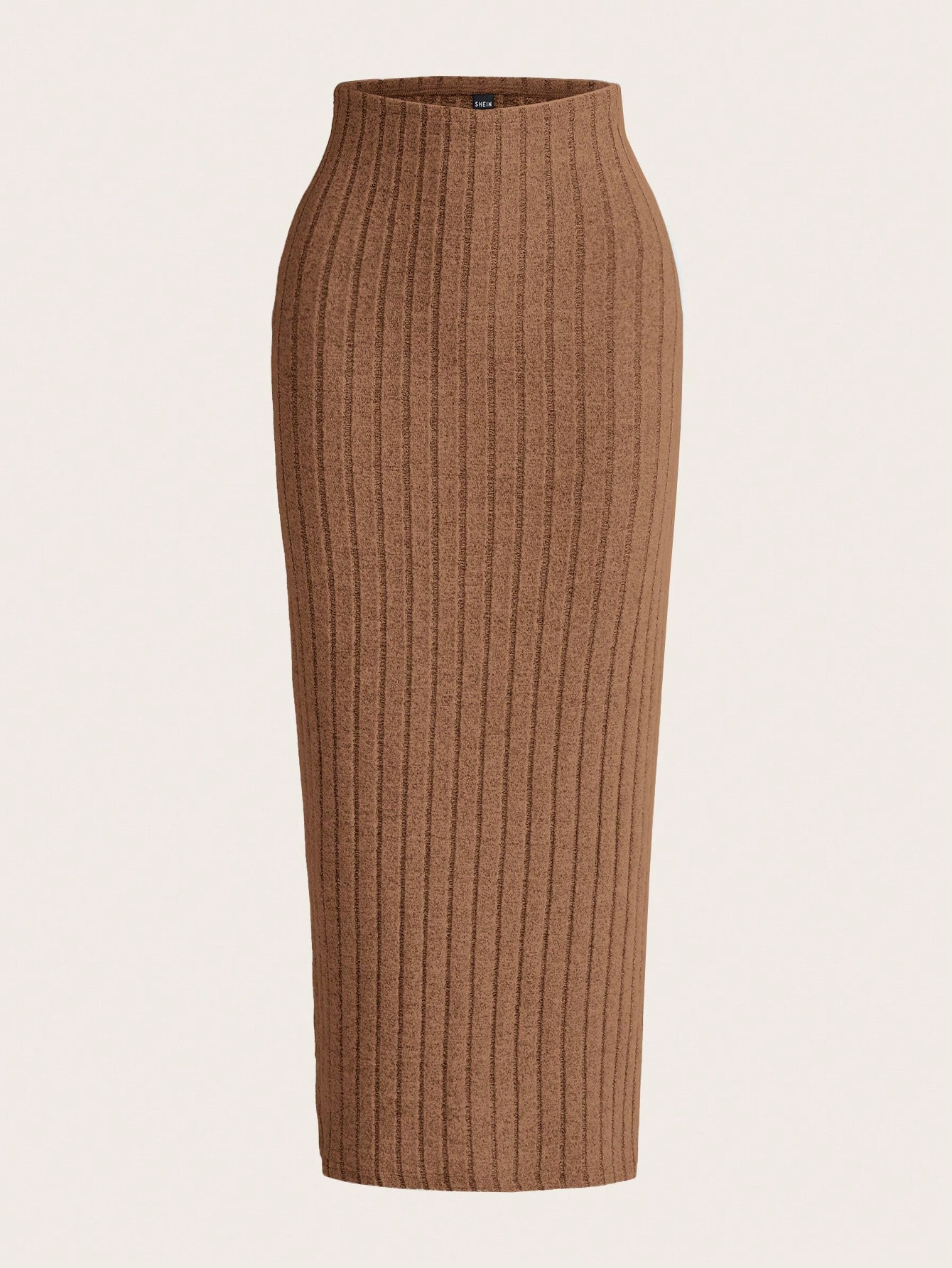SHEIN EZwear Solid Ribbed Knit Pencil Skirt | SHEIN