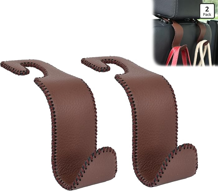 Car Seat Headrest Hook 55lb Heavy Duty Metal Hanger with Leather for Bags | Amazon (US)