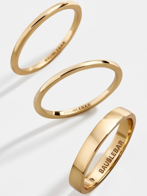 Tris 18K Gold Vermeil Stacking Ring Set of 3 | BaubleBar (US)