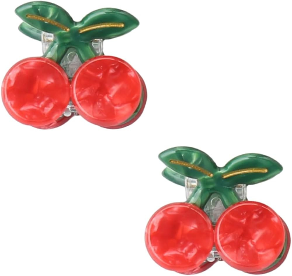 Mini Cherry Hair Clip,Acetate Hair Claw,Small Hair Clips for Women,Pack of 2 | Amazon (US)