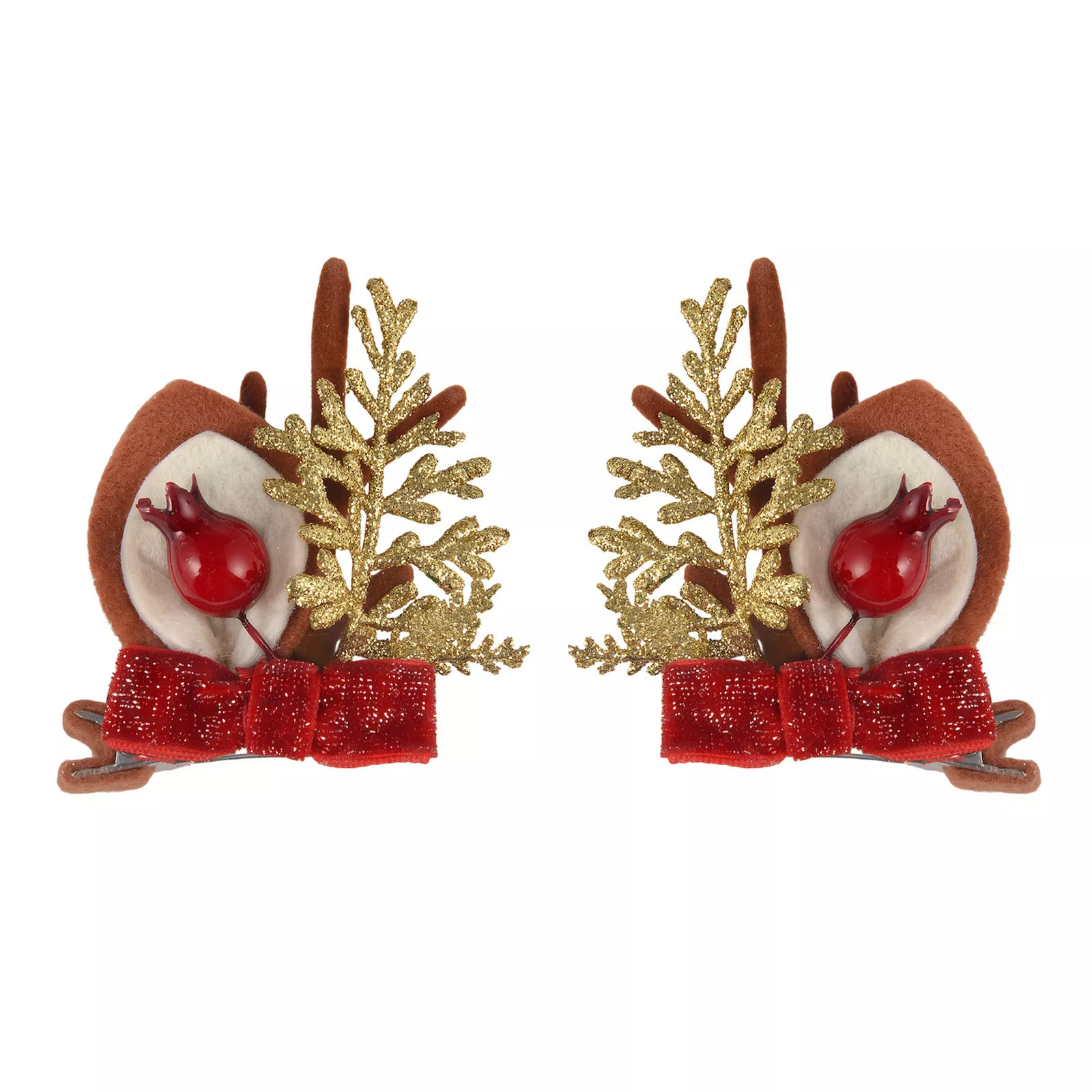 2-pc. Fabric Reindeer Ear Hair Clips, Red | Kohl's