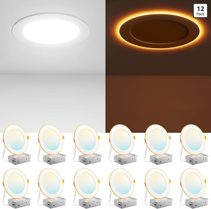 Amico 12 Pack 6 Inch 5CCT LED Recessed Ceiling Light with Night Light, 2700K/3000K/3500K/4000K/50... | Amazon (US)