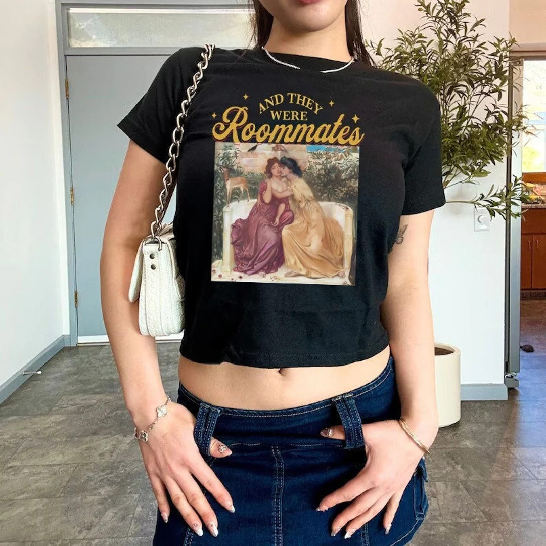 And They Were Roommates Lesbian Crop Funny Lesbian Shirt Live Laugh Lesbian Cool Queer Shirt Bi C... | Etsy (US)