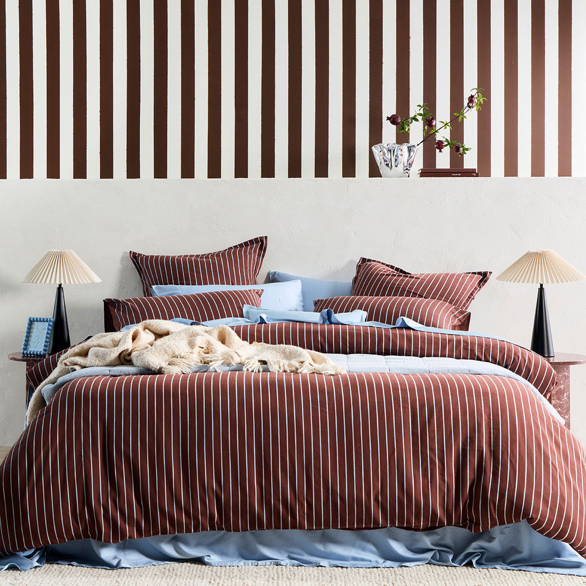 Atlas Stripe Chocolate Brown Quilt Cover Set | Pillow Talk AU