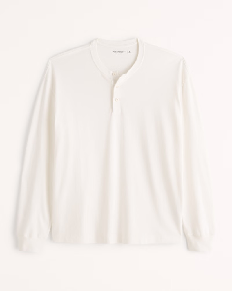 Men's Essential Oversized Long-Sleeve Henley | Men's Clearance - New Styles Added | Abercrombie.c... | Abercrombie & Fitch (US)