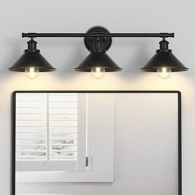 Licperron 3-Light Black Bathroom Vanity Light Fixtures Over Mirror, Farmhouse Vanity Wall Sconce ... | Amazon (US)