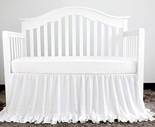 Sahaler Crib Ruffle Skirt Baby Girl Boys Nursery Bedding Dust Ruffle (White) | Amazon (US)