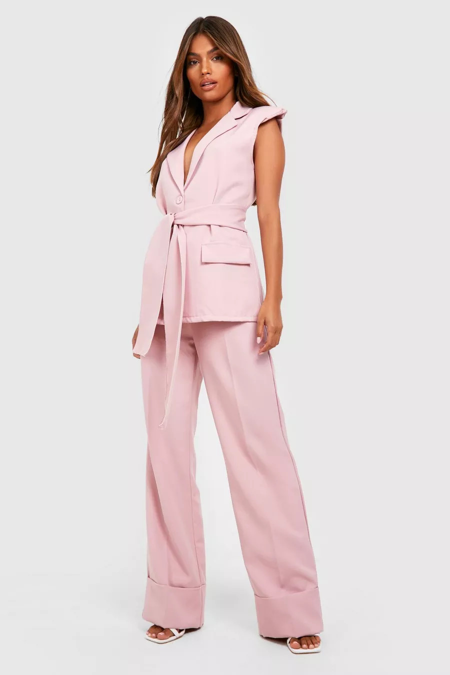 Turn Cuff Wide Leg Dress Pants | Boohoo.com (US & CA)