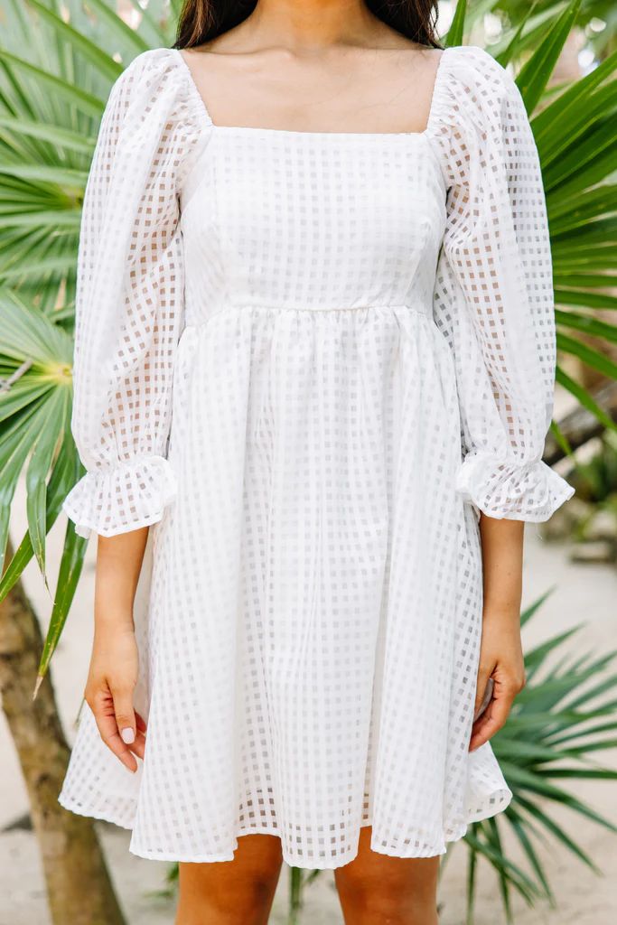 Known Beauty White Textured Babydoll Dress | The Mint Julep Boutique