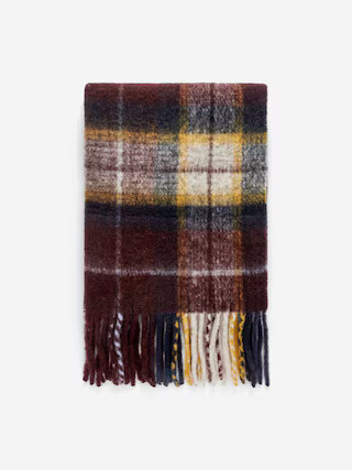 Wool Blend Scarf – Burgundy/Checkered – Women – ARKET GB | Arket UK
