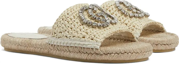 Cora Crystal Logo Espadrille Slide Sandal (Women) | Nordstrom