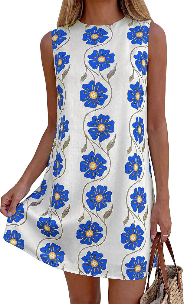 PRETTYGARDEN Sundresses for Women 2026 Summer Elegant Floral A Line Short Party Dress Beach Vacat... | Amazon (US)