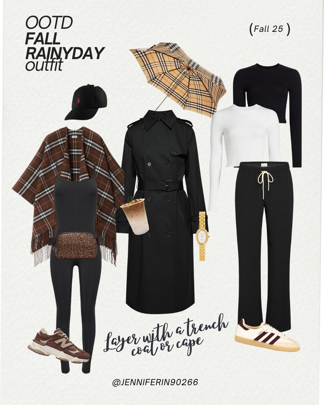 Layer up in a Burberry cape and classic Aritzia trench—rainy day essentials I’m obsessed with this season. Adidas sneaker comfort, Lululemon waist bag practicality, and cozy layers make it my go-to OOTD for fall vibes and rainy days.

#LTKStyleTip #LTKActive #LTKShoeCrush