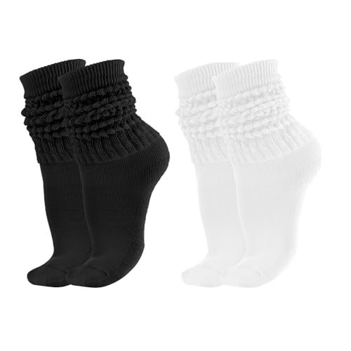 NIEITRK Scrunch Socks for Women and Men - White, Black, Long, Slouchy Socks | Amazon (US)