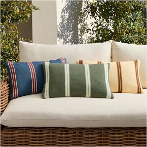 Emma Chamberlain Reversible Mini Stripe Outdoor Lumbar Pillow | West Elm (US)