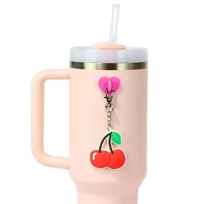 CharCharms Cherry Water Bottle Charm with Stick-On Hook Bundle: Drinkware Accessory, Dishwasher-Safe, Keychain Hook | Target