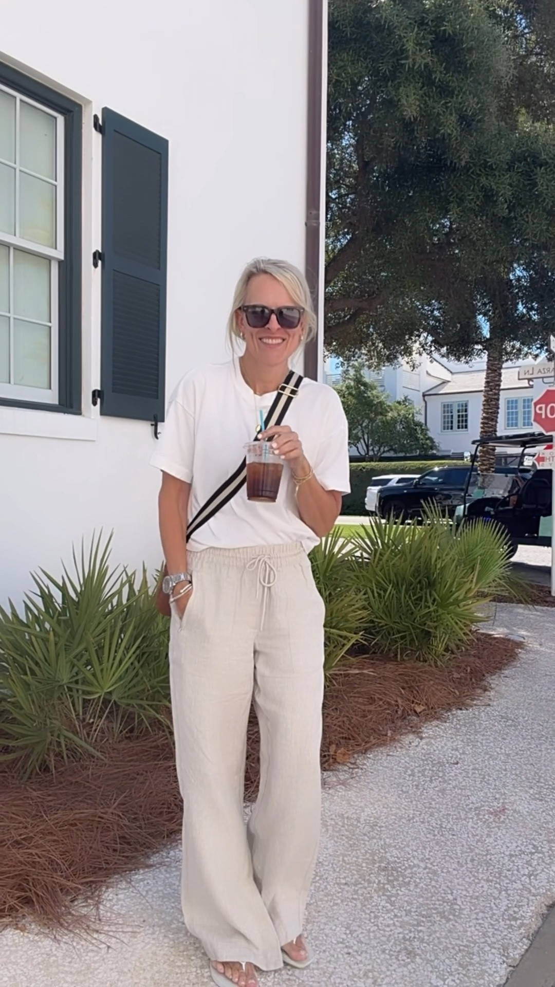 The linen pants (and honestly tee and bag) that go with me on every trip! 
The best linen pants I’ve found!! And they are currently 40% off
They come in 3 length options! 

Pants - tts I’m in regular length 
Tee - sized up one

#LTKootd #LTKOver40 #LTKTravel