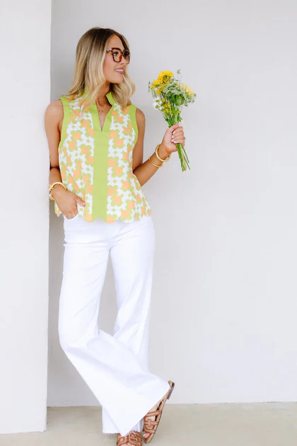 Kelsey Lime Sleeveless Top | The Willow Tree