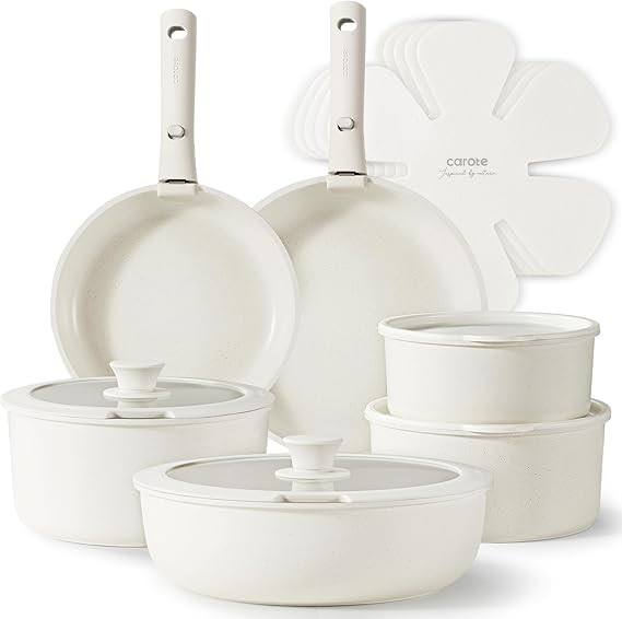 CAROTE 17pcs Pots and Pans Set, Nonstick Cookware Set Detachable Handle, Induction Kitchen Cookwa... | Amazon (US)