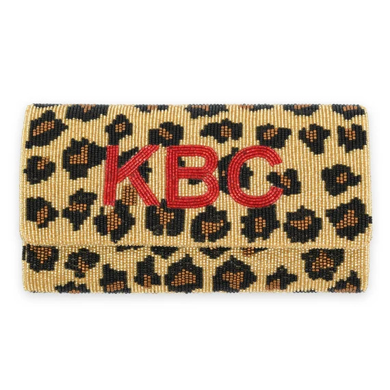 Half Barrel Beaded Monogram Clutch  Leopard | Etsy | Etsy (US)