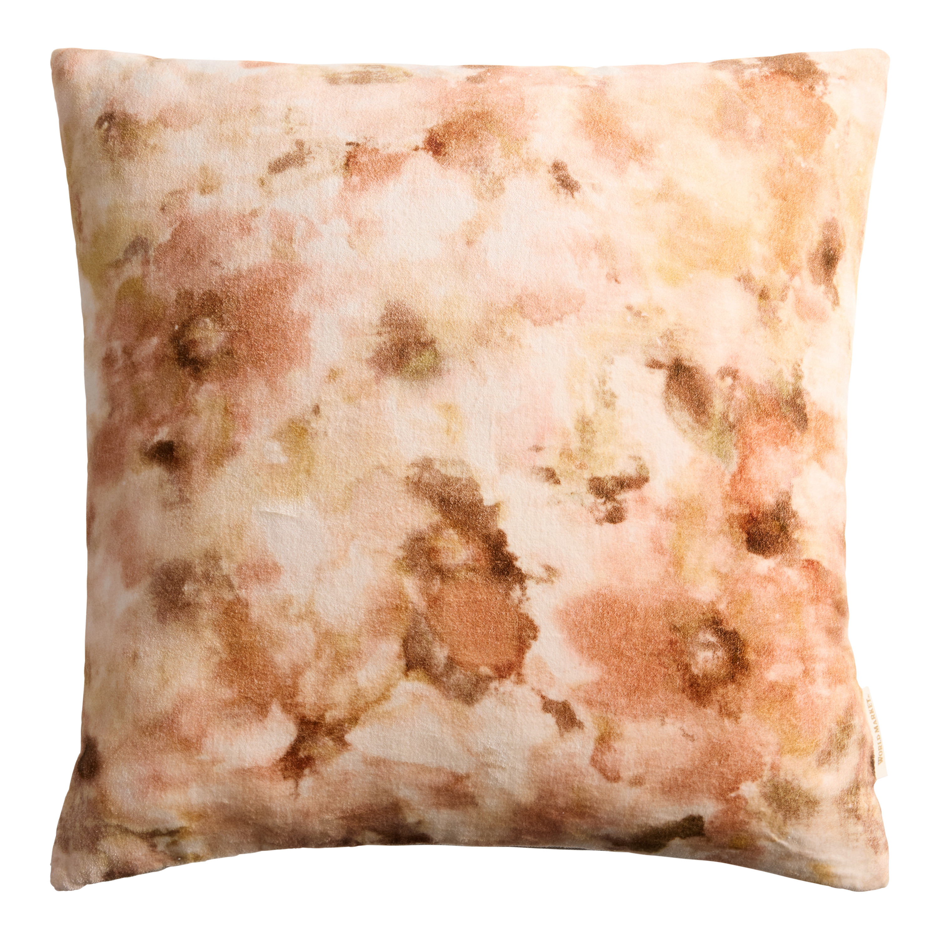 Peach and Ivory Velvet Floral Watercolor Throw Pillow | World Market