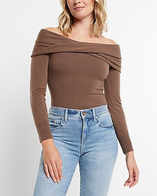 Ultra Soft Twisted Off The Shoulder Sweater Thong Bodysuit | Express