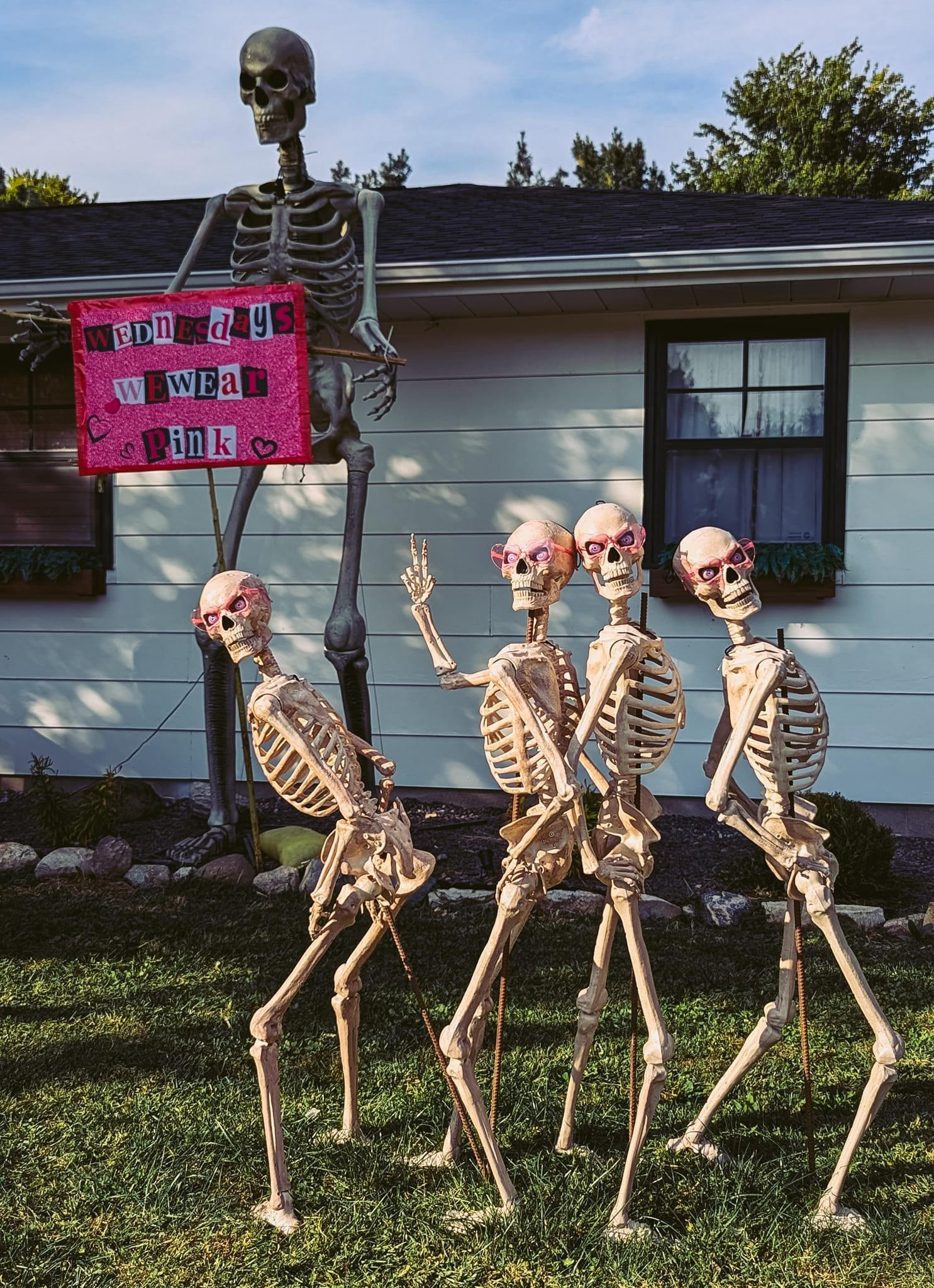 Wednesday’s we were pink!! 12 ft skelly from Home Depot ! Halloween outdoor decor. Halloween front yard decor. Halloween decorations 

#LTKFindsUnder100 #LTKHome #LTKSeasonal