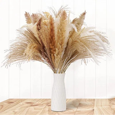 80 - Piece Preserved Reed Grass in Vase Set | Wayfair North America