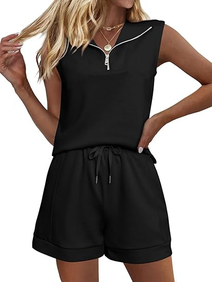 Glamaker Women's Two Piece Short Sets Summer Lounge Sweatsuits Air Essentials Sleeveless Outfits ... | Amazon (US)
